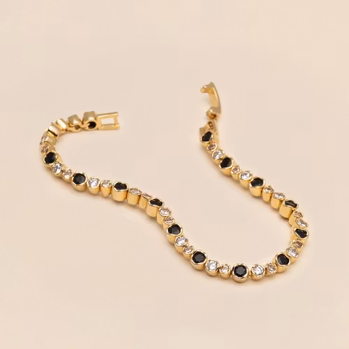 Ylva Li - HERMES TENNIS BRACELET – NOIR / CHAMPAGNE