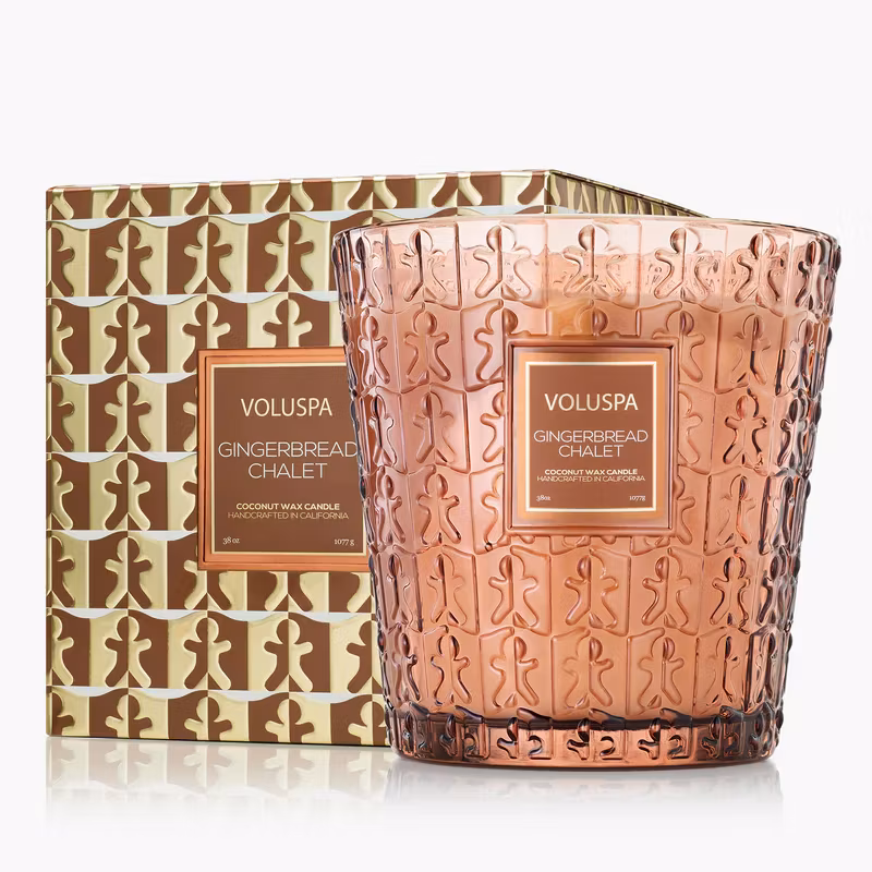 VOLUSPA - Gingerbread Chalet Large Glass Jar with lid