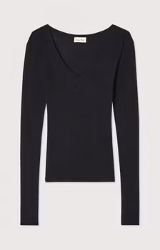 American Vintage - WOMEN'S T-SHIRT MASSACHUSETTS - Black