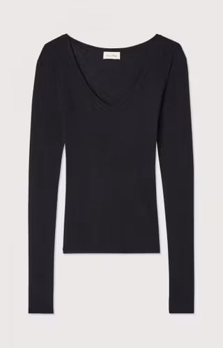 American Vintage - WOMEN'S T-SHIRT MASSACHUSETTS - Black