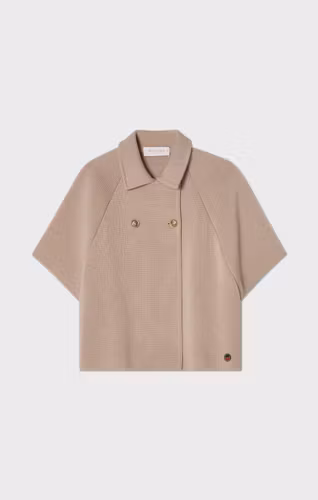 Busnel - GERTRUDE KORT STICKAD CAPE I ULL - BEIGE