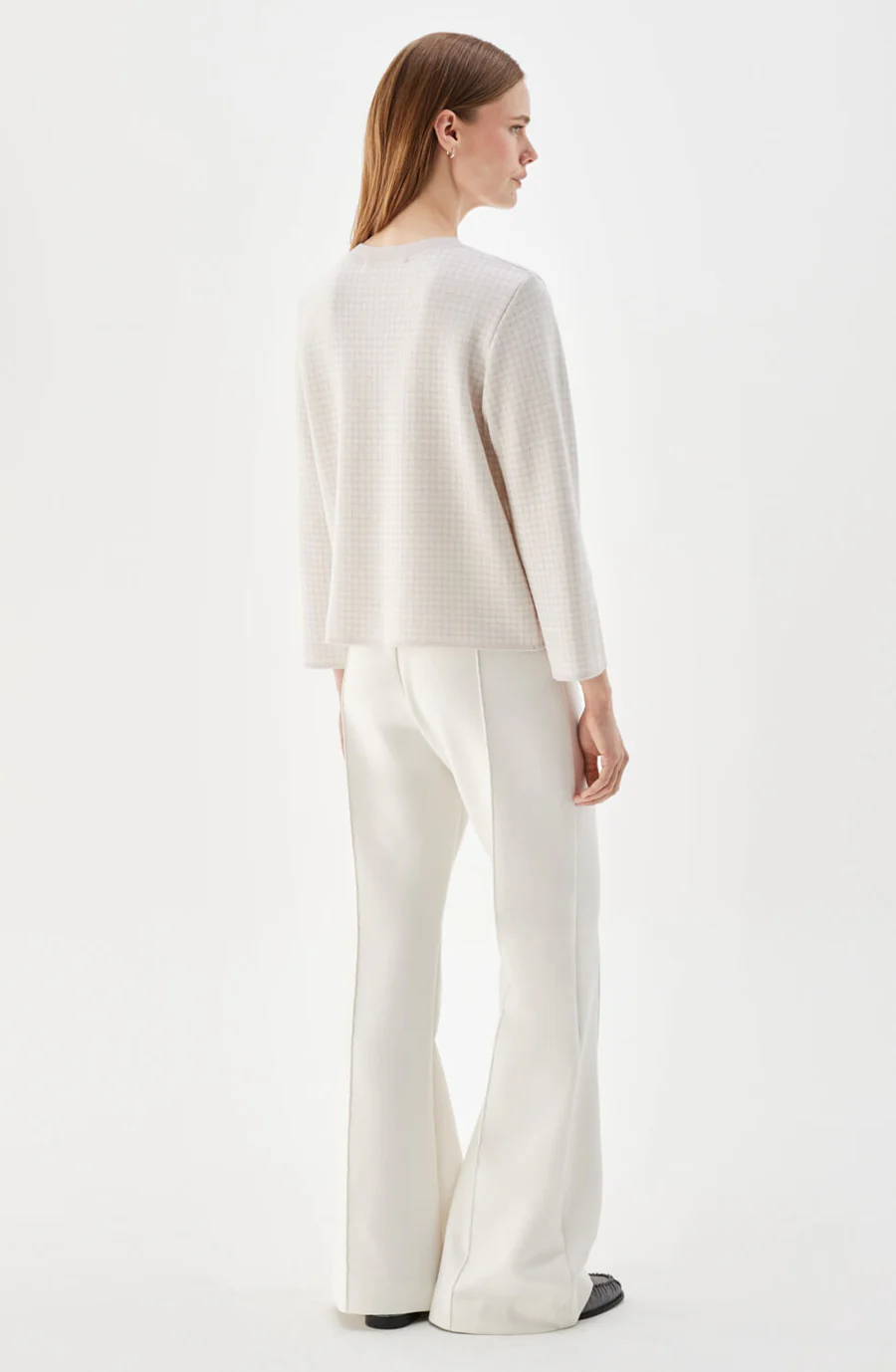 Busnel - ELLE KORT RUTIG STICKAD JACKA I ULL - LJUSROSA