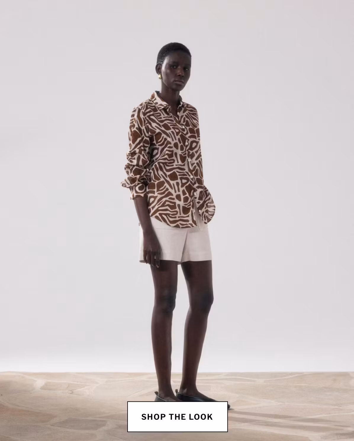 Hartford - CORAZON SHIRT - CORAZON WOMEN'S BEIGE & BROWN PRINTED COTTON SHIRT