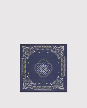 Hartford - BANDANA HIBISCUS - BANDANA FEMME EN COTON BLEU & ORANGE HIBISCUS