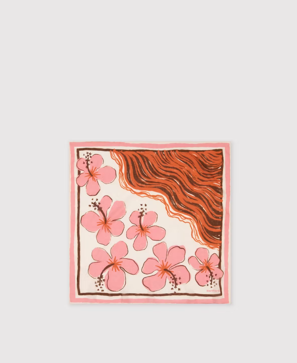 Hartford - BANDANA HIBISCUS - BANDANA FEMME EN COTON ROSE HIBISCUS