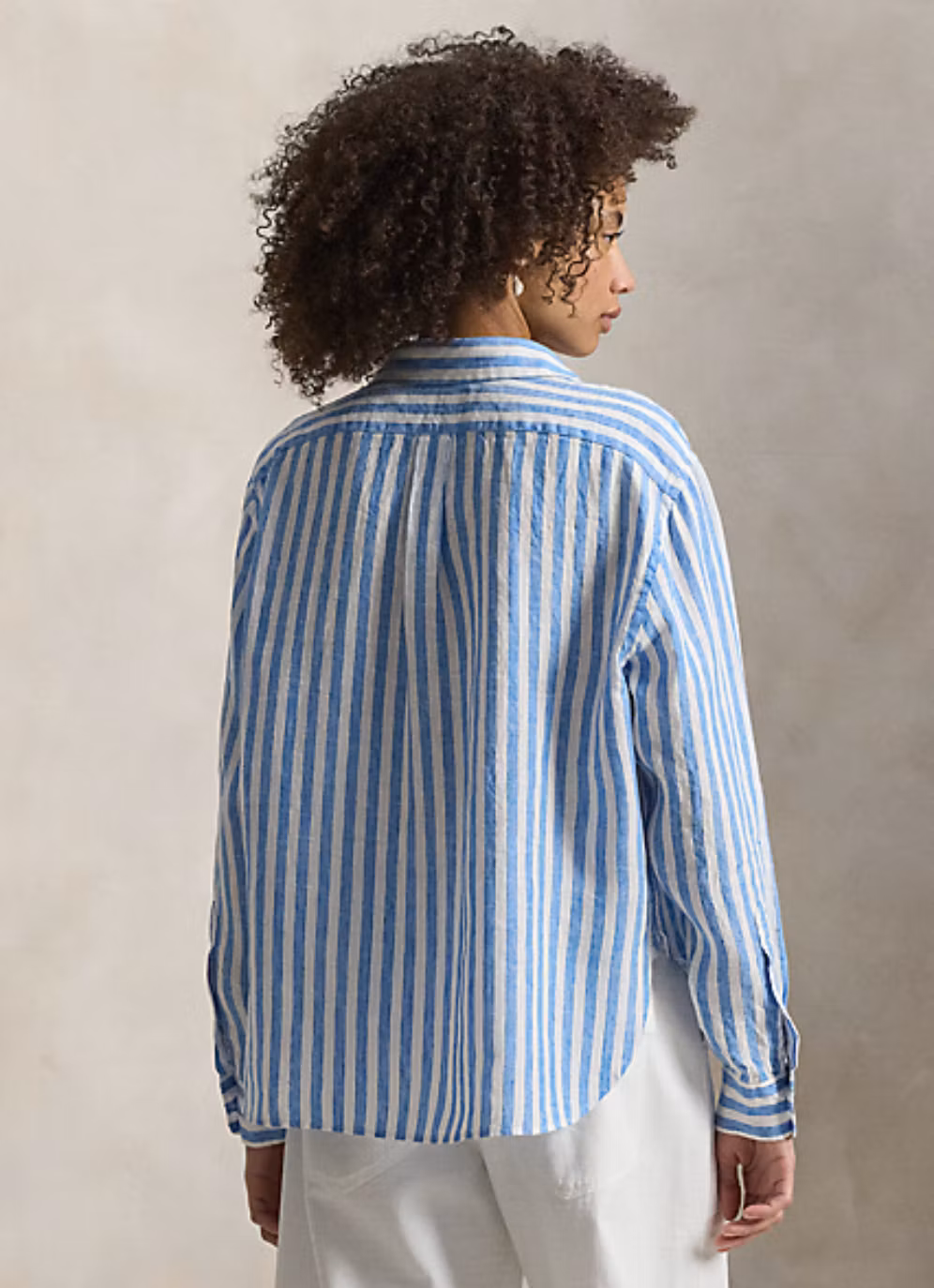 Polo Ralph Lauren - Wide Cropped Striped Linen Shirt - Blue & White
