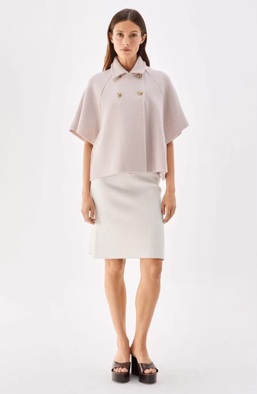 Busnel - GERTRUDE STICKAD CAPE I ULL - Light rose