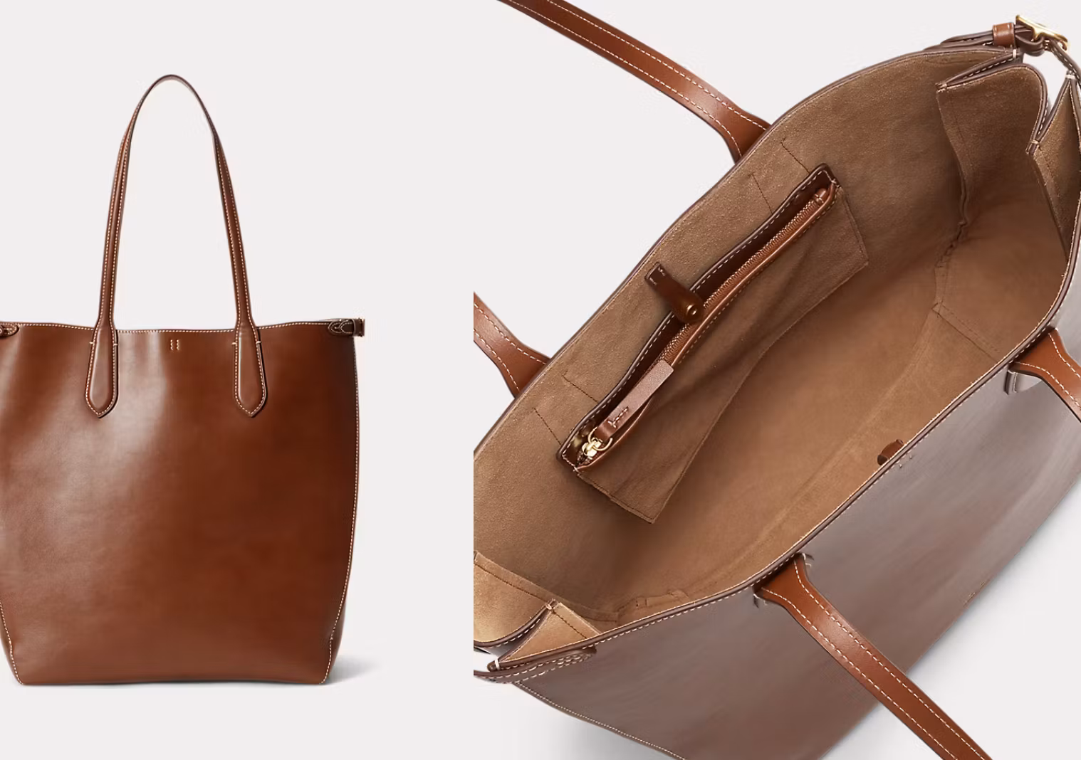 Polo Ralph Lauren -Bellport vertikal toteväska i läder - Brun