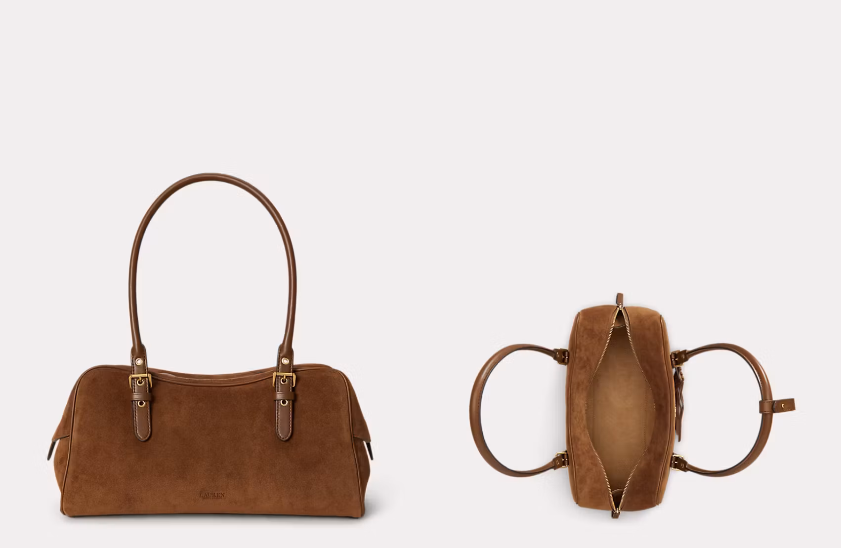 Polo Ralph Lauren - Marcy Large satchelväska i mocka - Brun