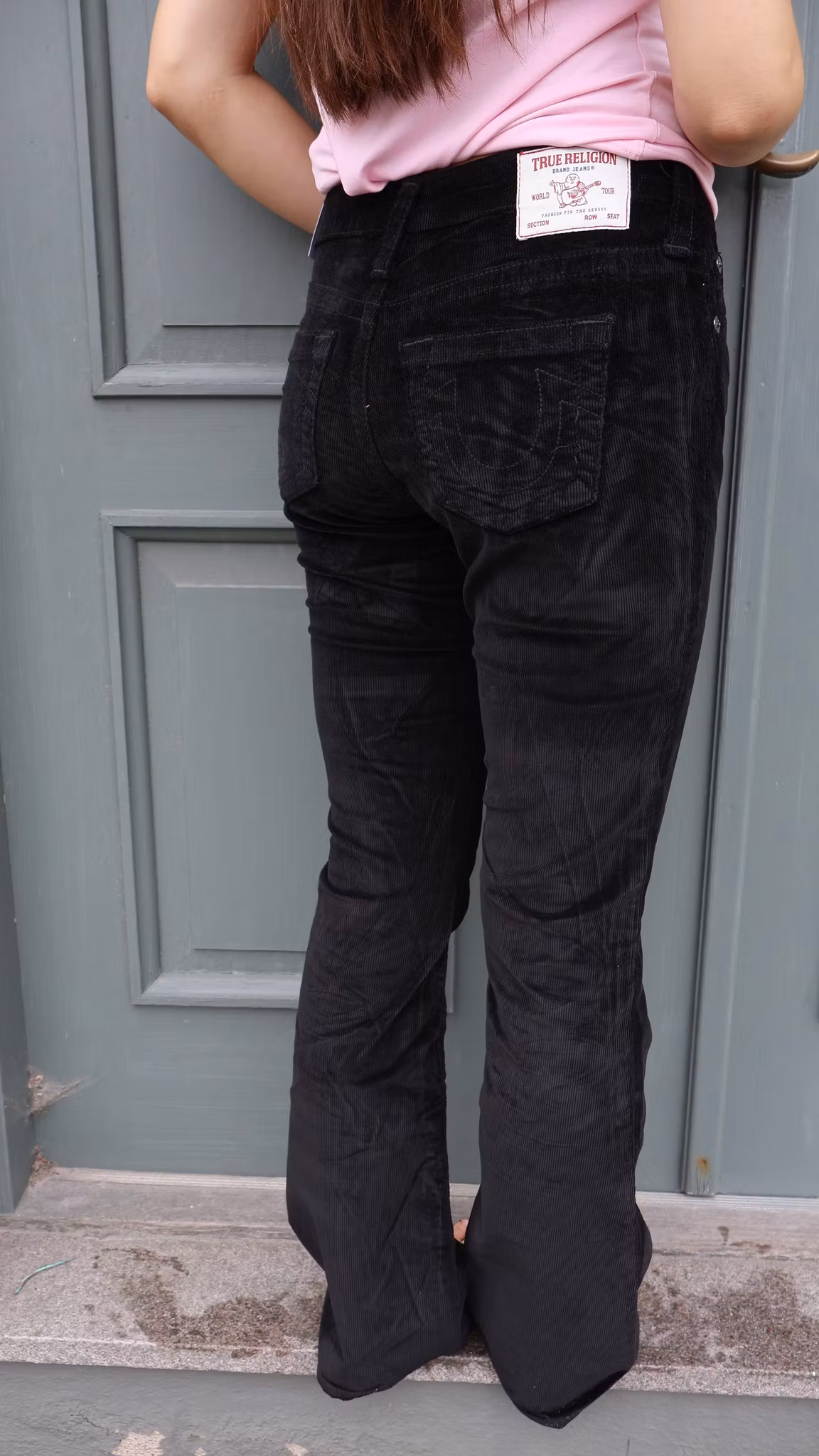 True Religion - BABY CORD BECCA MR BOOTCUT - Jet Black