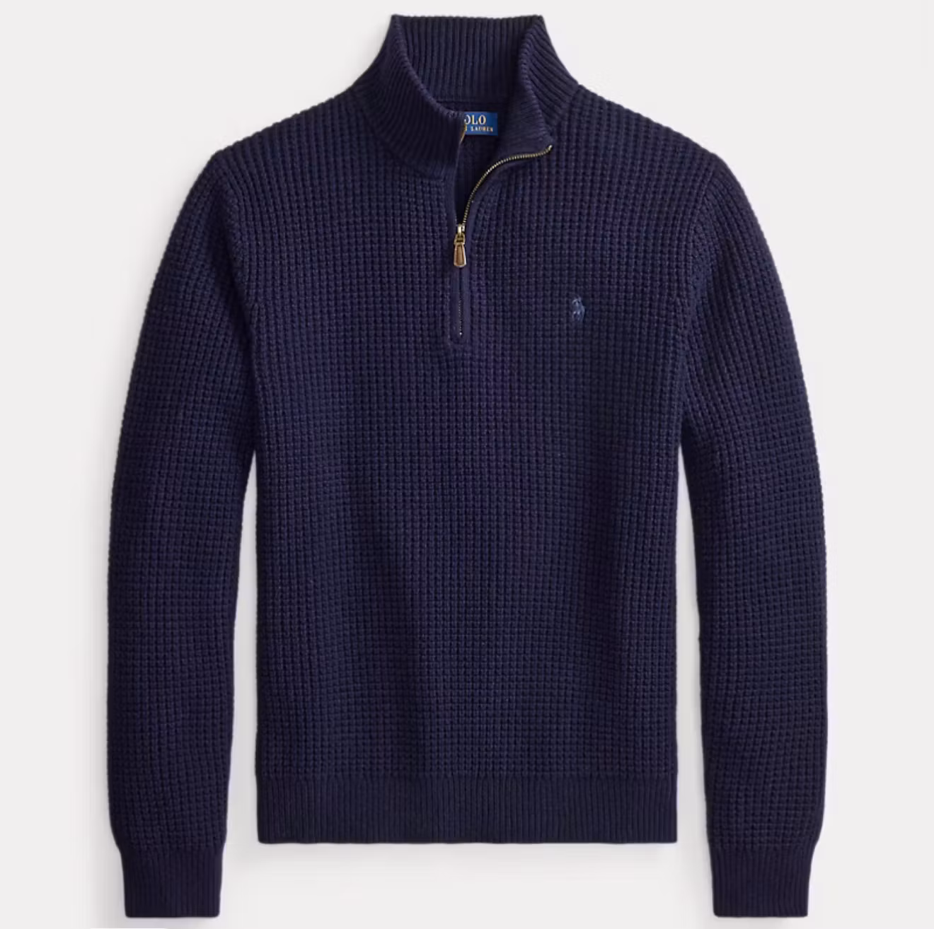 Polo Ralph Lauren - Våffelstickad tröja i ull och bomull - Hunter Navy
