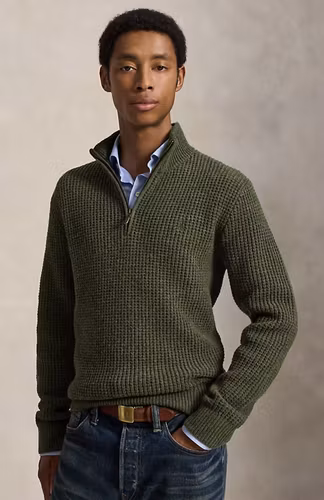Polo Ralph Lauren - Våffelstickad tröja i ull och bomull