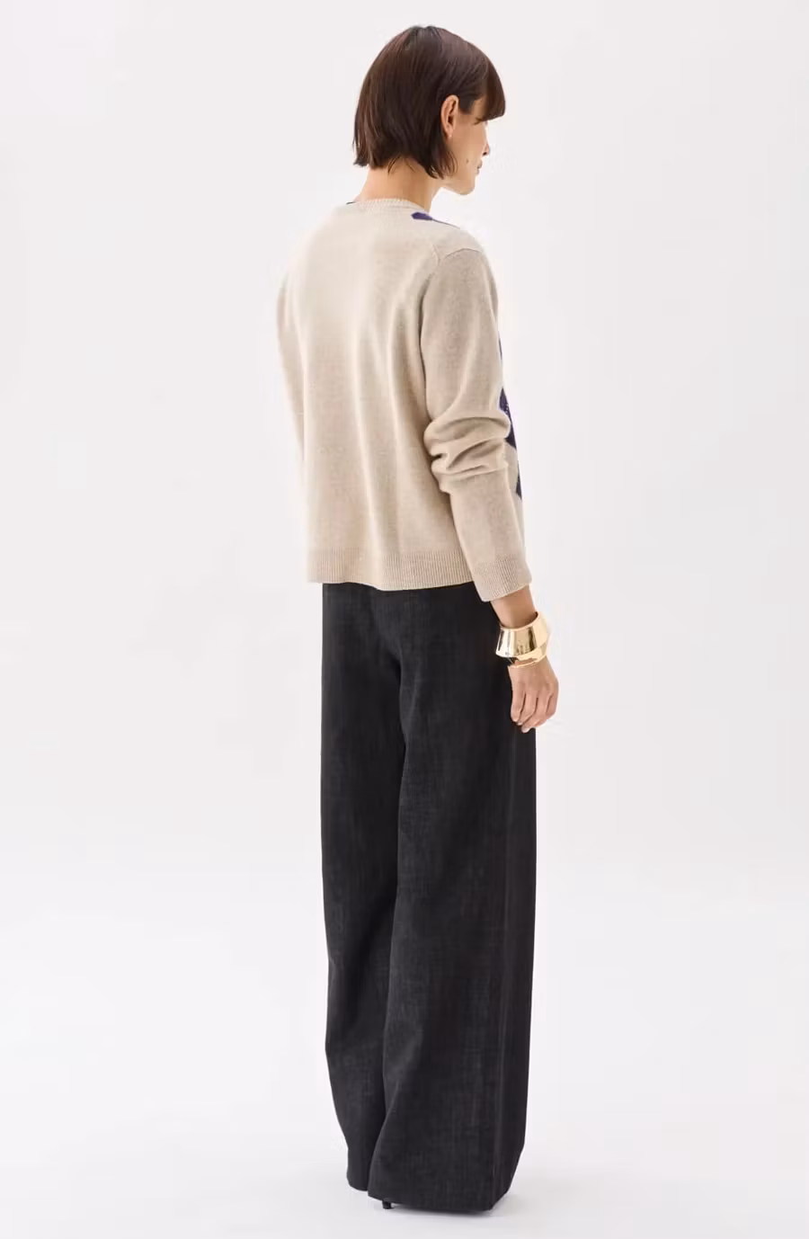 Busnel - JULIA CHECKED CARDIGAN - OAT/PLUM