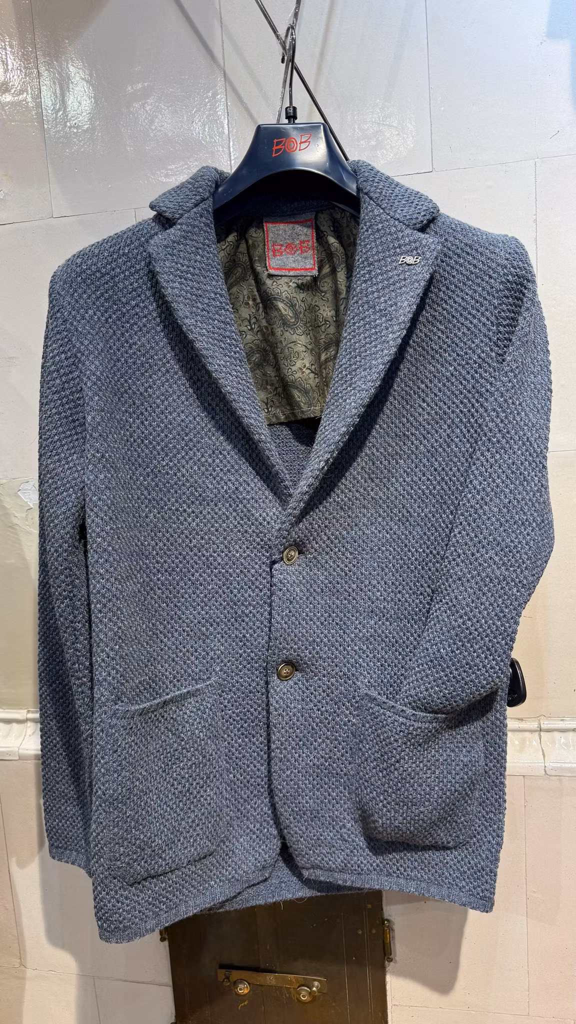 BOB - Stickad kavaj - Soft Navy