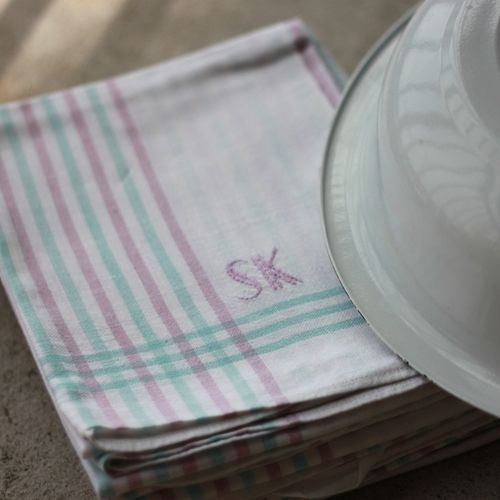 Handduk - Bomull Monogram SK Lila Grön