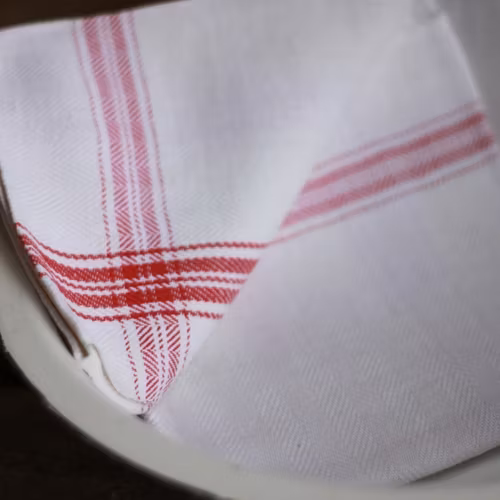 Handduk - Linne Monogram SE Röd