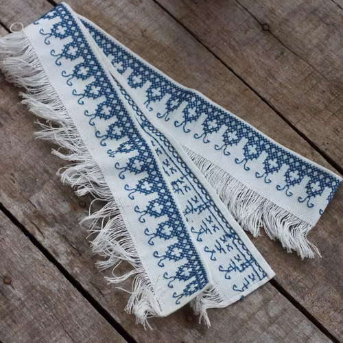 Textil - Hyllbård Blå Vit