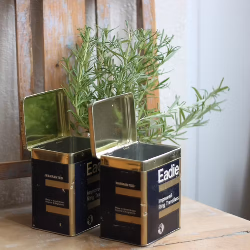 Plåtburk - Blå med Pappersdekor