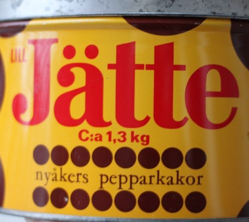 Plåtburk - Gul Brun med Text