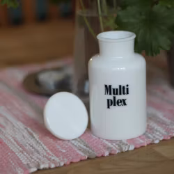 Flaska - Apoteksflaska Vit med Vit Glaspropp