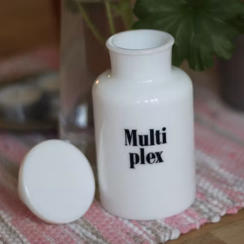 Flaska - Apoteksflaska Vit med Vit Glaspropp