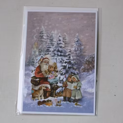 Adventskalender - Tomte sittande ute Kort med Kuvert