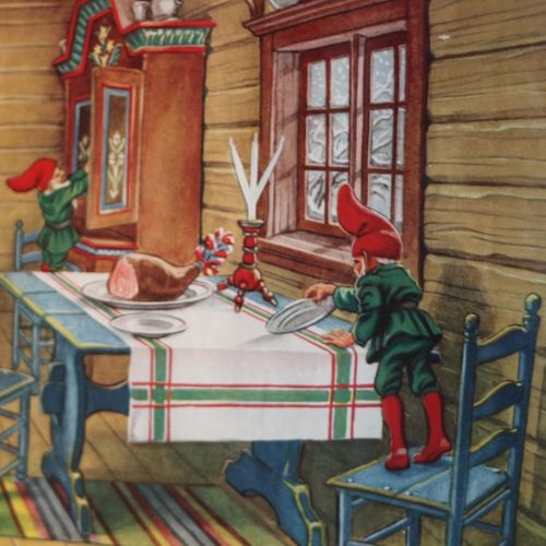 Pappersbonad - Tomtar dukar och lagar mat