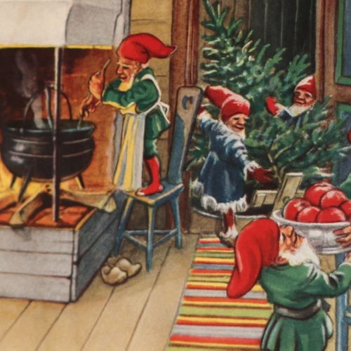 Pappersbonad - Tomtar dukar och lagar mat