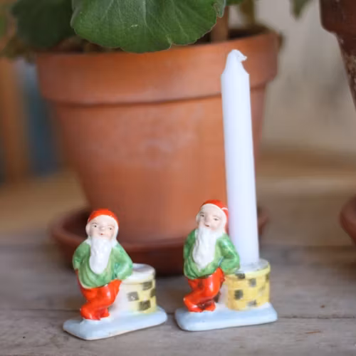Tomte - Porslintomte Ljusstake