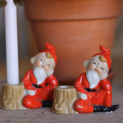 Tomte - Porslinstomte Ljusstake