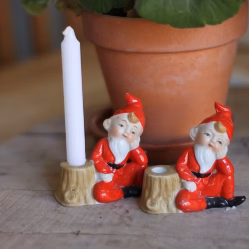 Tomte - Porslinstomte Ljusstake