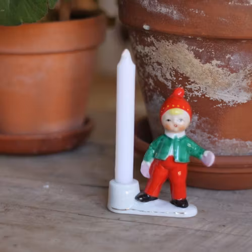 Tomte - Porslinstomte Ljusstake