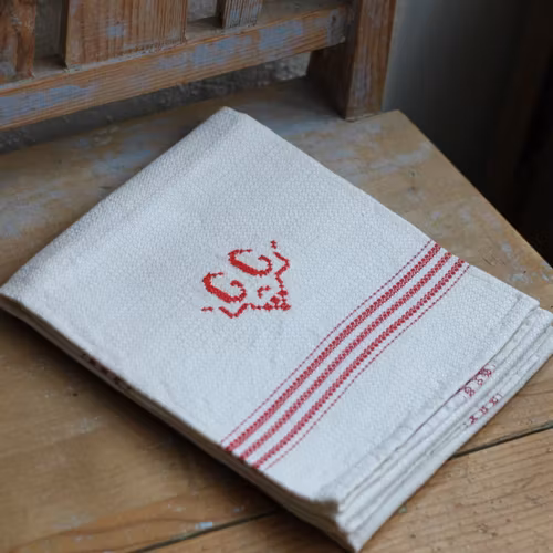 Handduk - Linne Monogram GG Röd