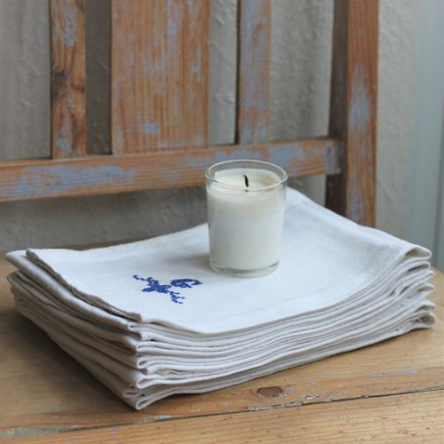 Handduk - Linne Monogram G Blå