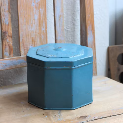 Plåtburk - Blå åttakantig