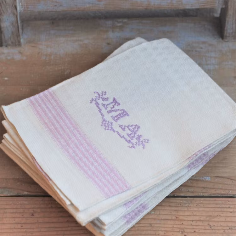 Handduk - Linne Gredelin Vit Monogram MA