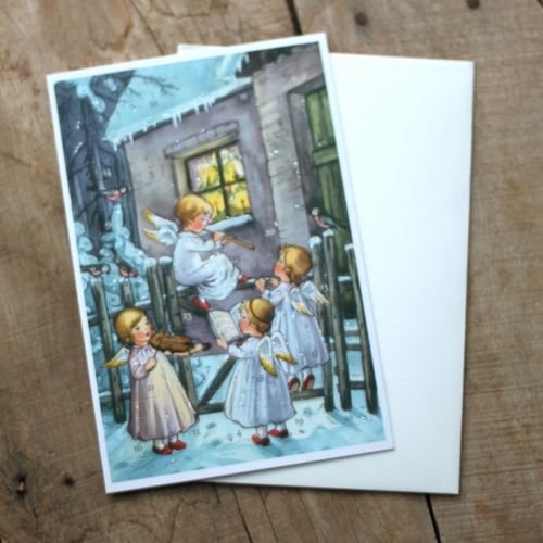Adventskalender - Änglar sjunger och spelar Kort med Kuvert