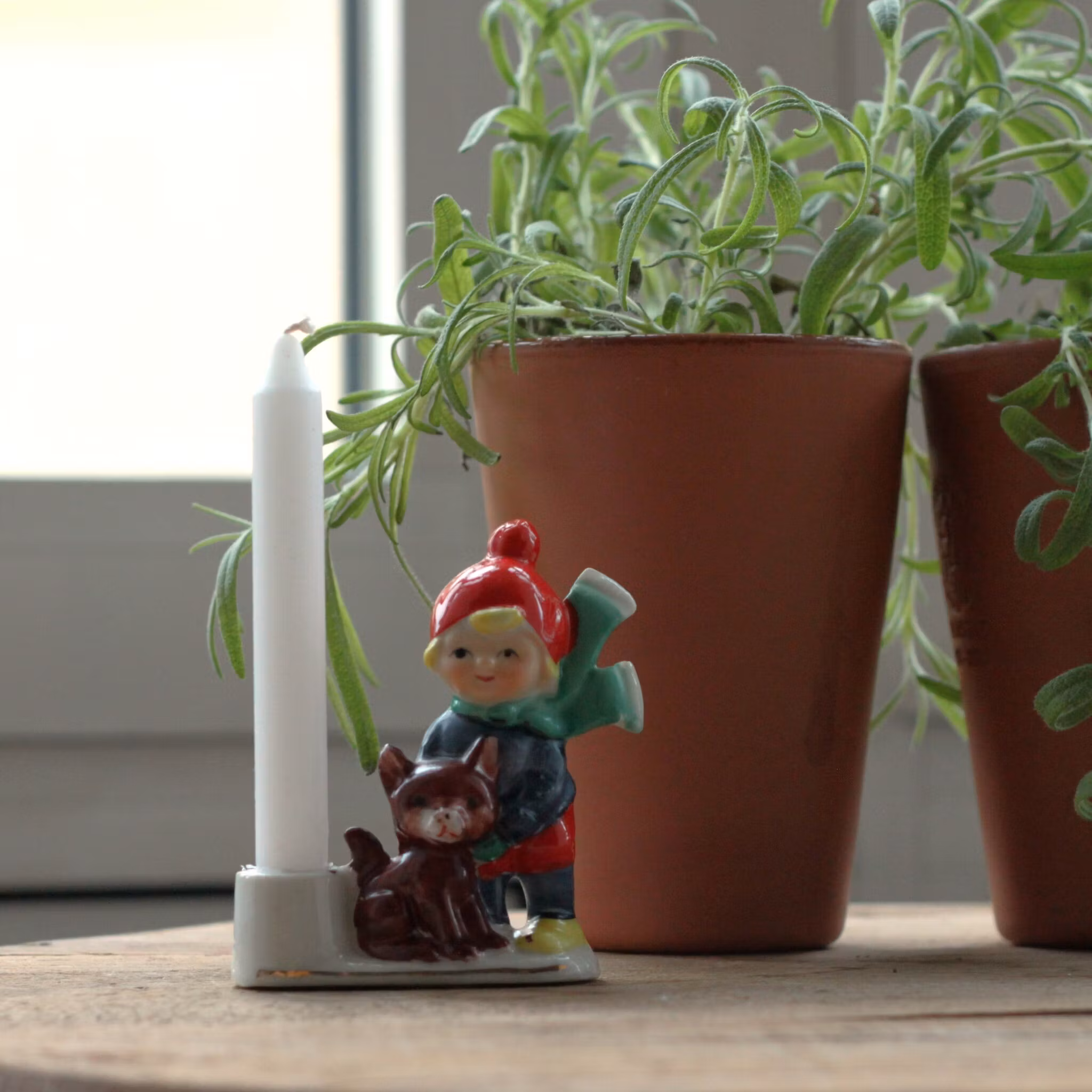 Tomte - Porslinstomte Ljusstake