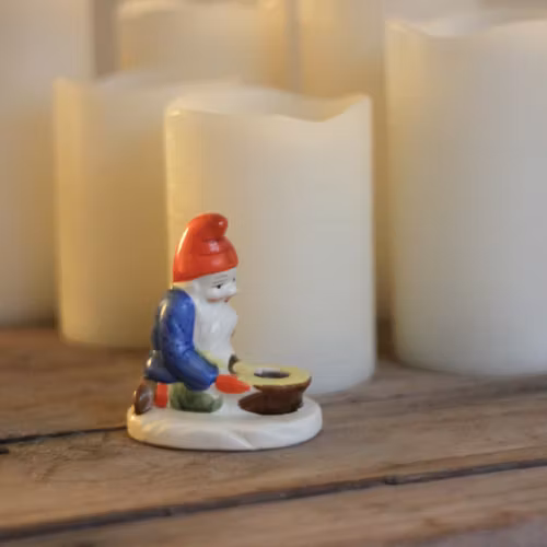 Tomte - Porslinstomte Ljusstake