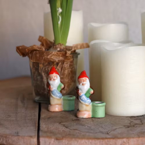 Tomte - Porslinstomte Ljusstake
