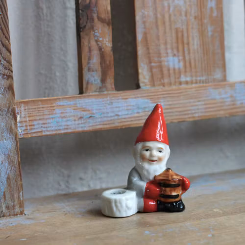 Tomte - Porslinstomte Ljusstake