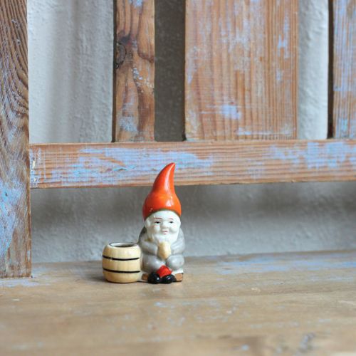 Tomte - Porslinstomte Ljusstake med en tunna