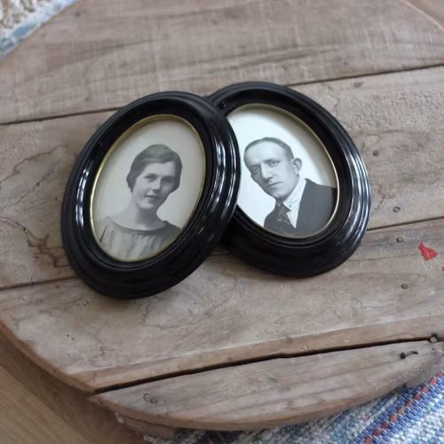 Fotografier - trä oval porträtt på par