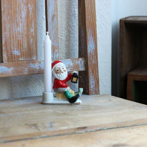 Tomte - Porslinstomte  ljusstake med kälke och lykta