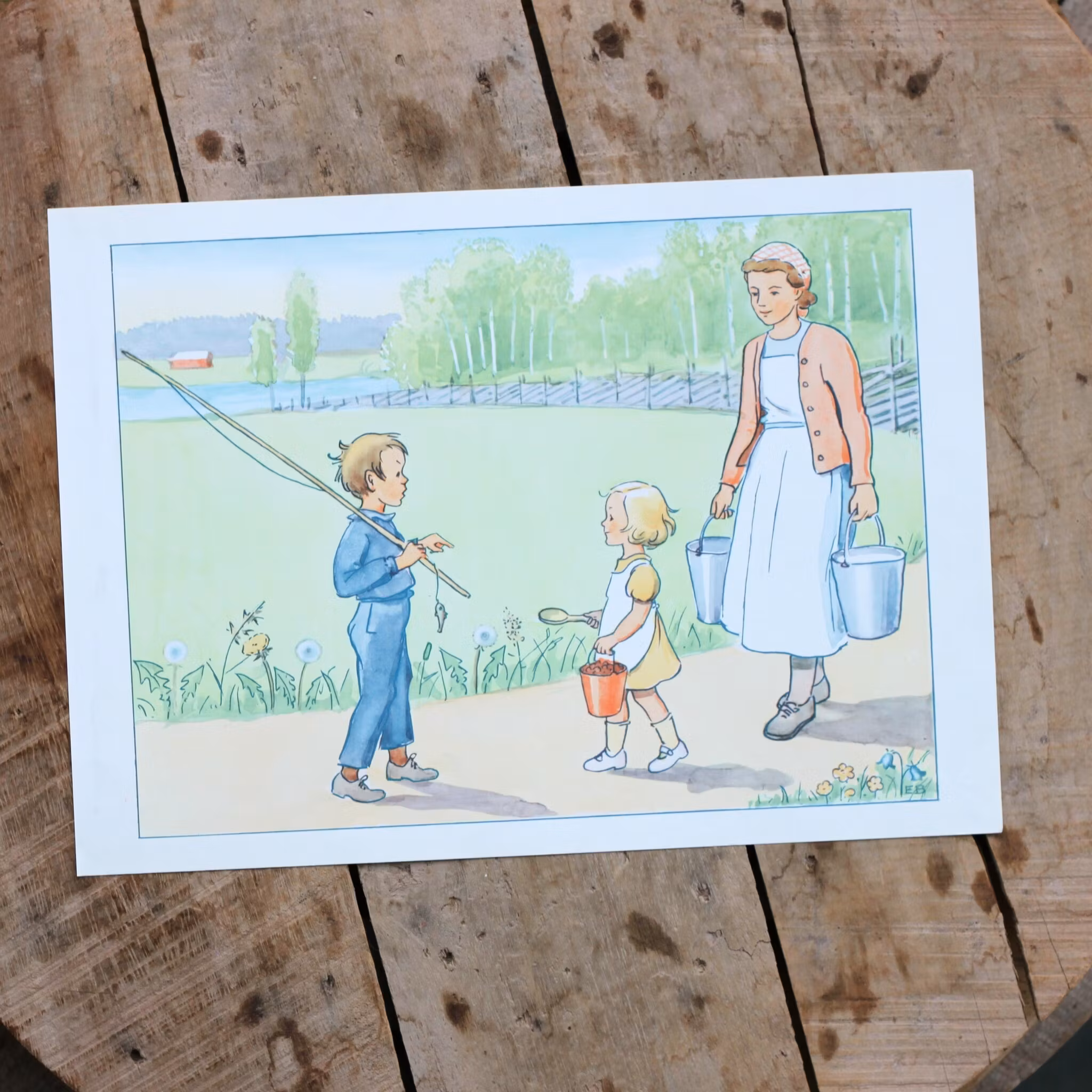 Barnkammarbild - Annika och Mor möter fiskaren
