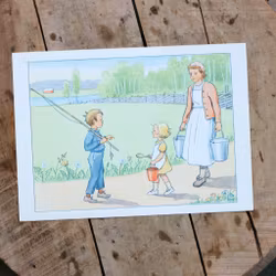 Barnkammarbild - Annika och Mor möter fiskaren