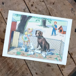 Barnkammarbild - 112 Annika matar kaniner