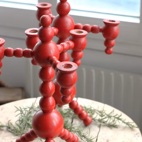 Ljusstake - Röd i trä