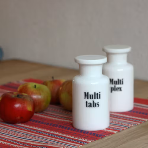 Flaska - Apoteksflaska vit med vit glaspropp