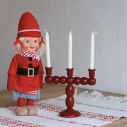 Ljusstake - Röd i trä